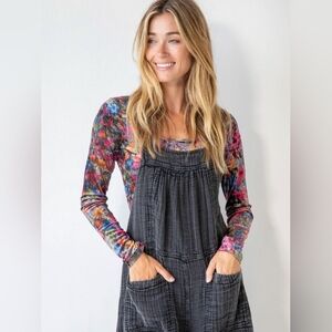 Natural Life Danielle Square Neck Top, Velvet Colorful Long Sleeve Top